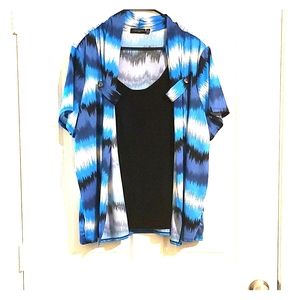 One piece, faux cardigan overlay shirt